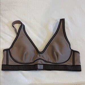 ALO Yoga Taupe Sports Bra with Black Trim